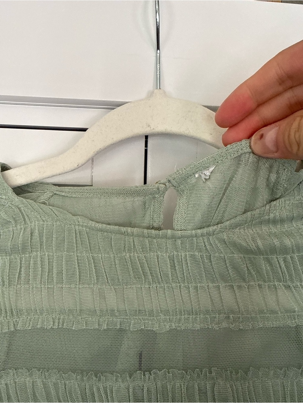 Zara Women’s Sheer Tulle Mint Sea foam Green Ruffled Peplum Babydoll Top - Picture 12 of 15